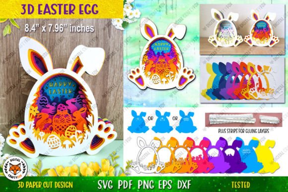 3D Easter Egg with Bunny Ears Paper Cut: A Creative and Practical Digital Resource for Artists and Entrepreneurs