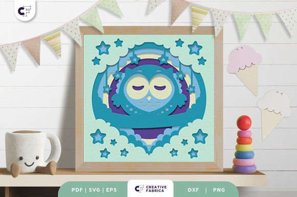 Baby Owl Nursery Room 3D Shadow Box