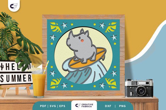 Baby Rhino in the Summer 3D Shadow Box: A Creative Way to Bring the Beach Home