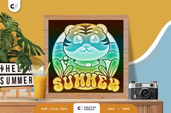 Baby Tiger in the Summer 3D Shadow Box: A Creative and Decorative Masterpiece