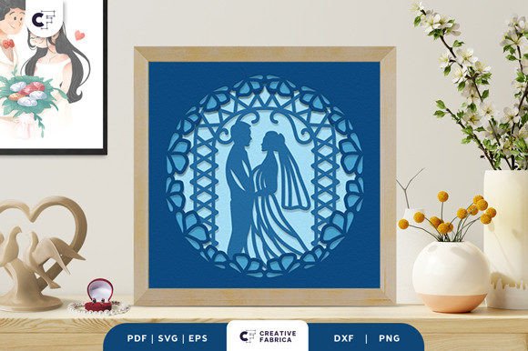 Bride and Groom 3D Paper Cutting SVG