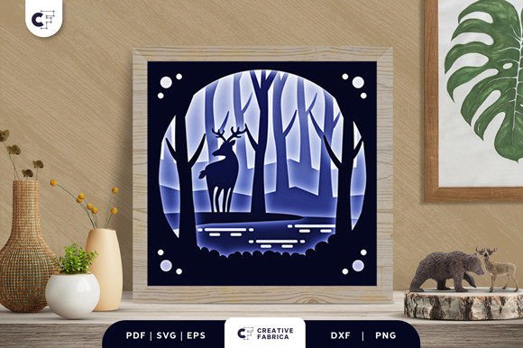 Discover the Magic of the Forest Lake Scene 3D Shadow Box SVG