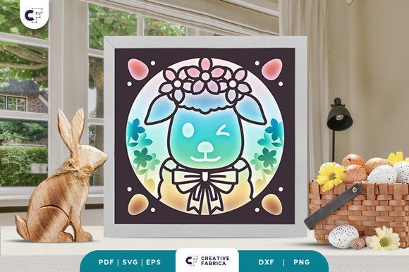 Floral Easter Lamb 3D Shadow Box Paper: A Springtime Delight