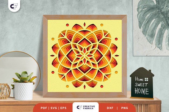 Floral Geometric 3D Shadow Box SVG