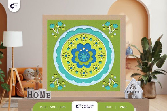 Floral Plate Folk Art 3D Light Box SVG: A Unique Home Decoration Option