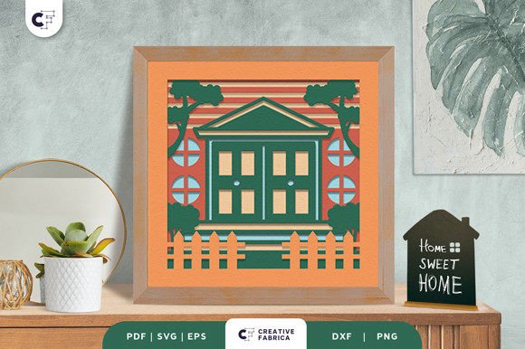 Front Home 3D Light Box Paper Cut