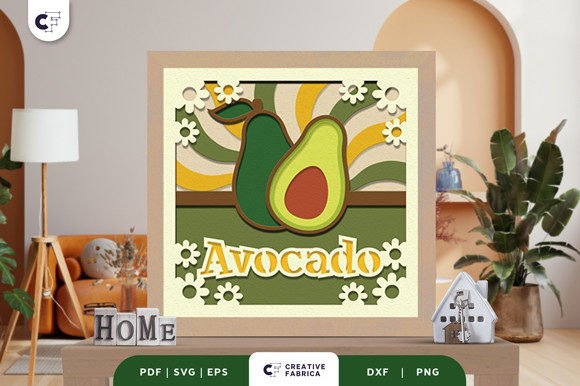 Groovy Avocado 3D Shadow Box Papercut