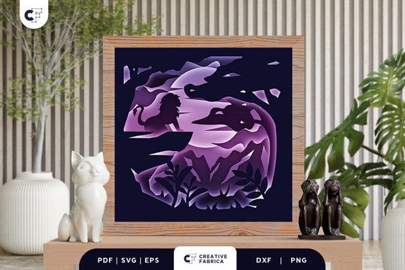 Lion in the Jungle 3D Layered Paper Cut
