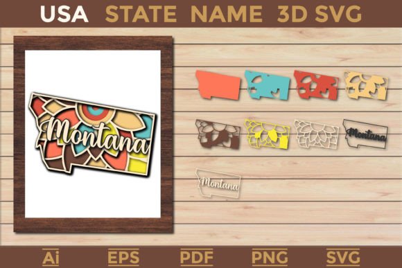 Montana USA State 3D SVG Paper Cut
