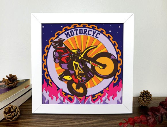 Motorcyc Shadow Box 3D SVG for Creative Projects