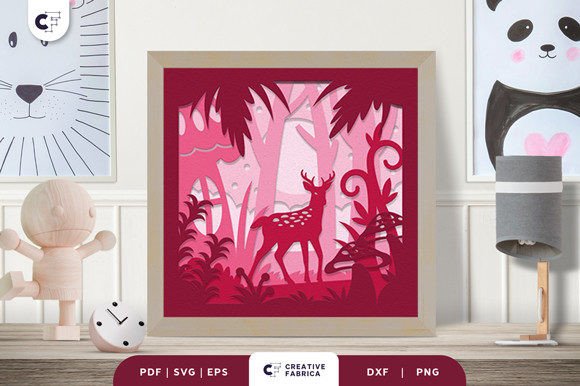 Mystical Deer 3D Light Box Paper Cut