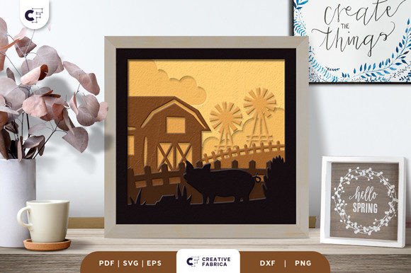 Pig in the Barn 3D Shadow Box Paper Cut: A Unique Addition to Farm-Inspired Decor