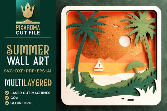 Summer Wall Art 3D Layered SVG Cut File
