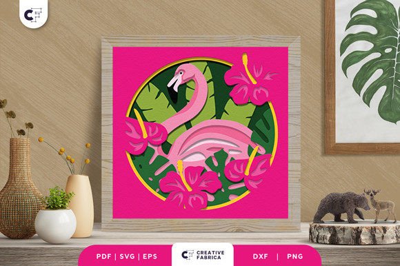Tropical Flamingo 3D Shadow Box: A Unique Decor Piece for Animal Lovers